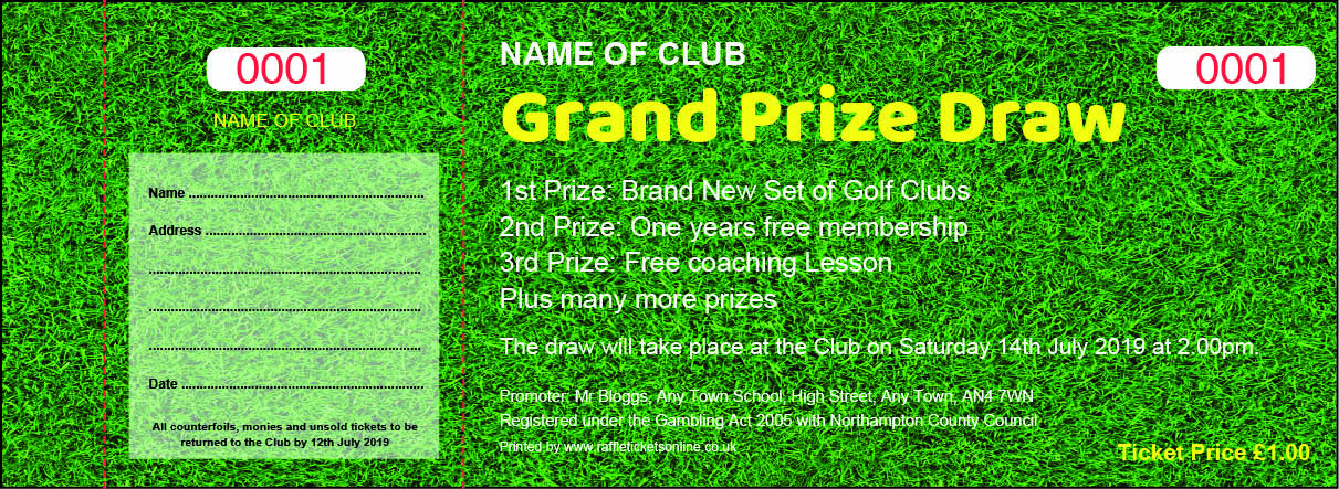 Raffle Tickets – Colour Golfer