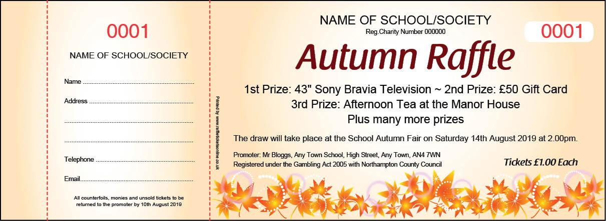 Autumn Raffle Tickets - Autumn Prize Draw Tickets from the UK's best value Raffle Ticket Printers