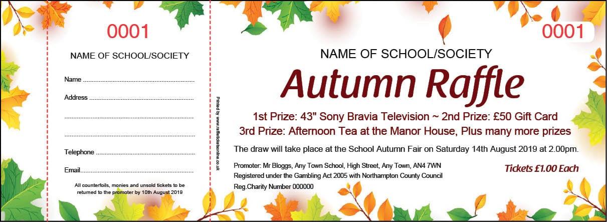 Autumn Raffle Tickets - Autumn Prize Draw Tickets from the UK's best value Raffle Ticket Printers