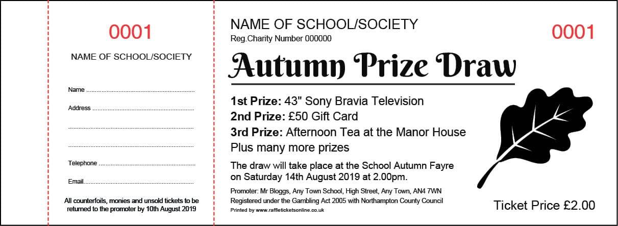 Autumn Raffle Tickets - Autumn Prize Draw Tickets from the UK's best value Raffle Ticket Printers