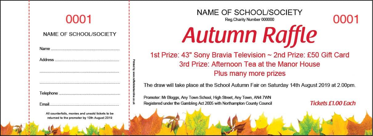 Autumn Raffle Tickets - Autumn Prize Draw Tickets from the UK's best value Raffle Ticket Printers