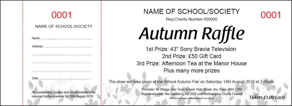 Autumn Raffle Tickets - Autumn Prize Draw Tickets from the UK's best value Raffle Ticket Printers