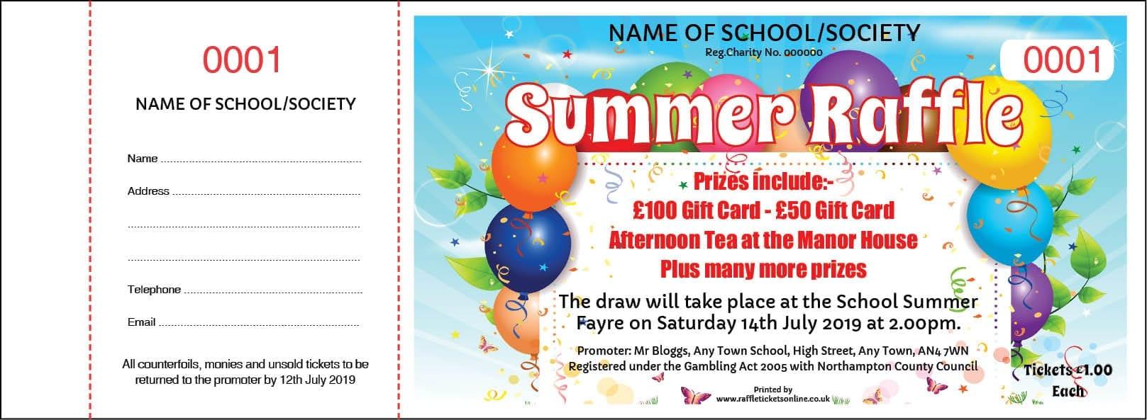Summer Balloon Party Raffle Tickets