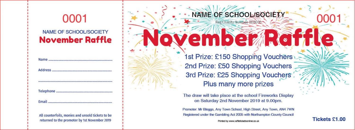 Fireworks Prize Draw raffle Ticket template Fireworks Night Raffle Tickets - Draw Ticket Printers - Raffle Ticket Printer