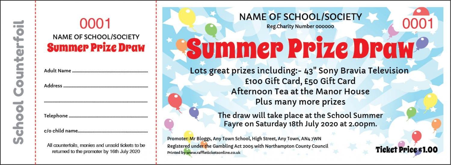 Summer Party Raffle Tickets – School Counterfoil