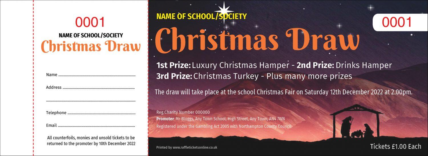 Christmas Raffle Tickets Nativity Design
