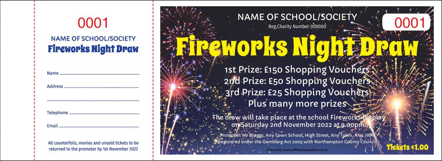 fnd Fireworks Night Raffle Tickets - Draw Ticket Printers - Raffle Ticket Printer