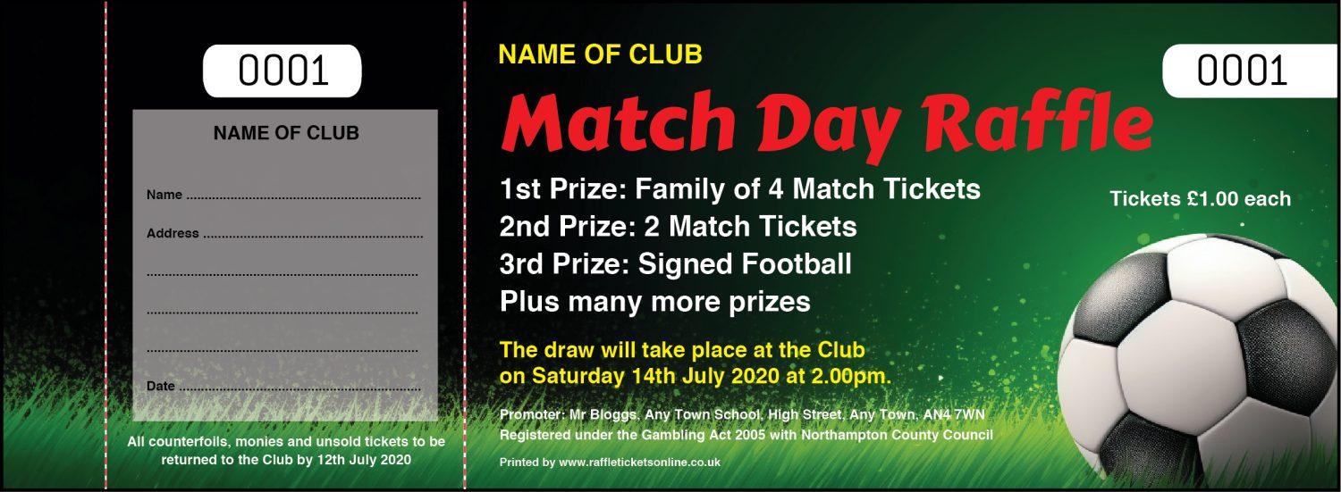 Match Day Raffle Cricket Raffle Tickets, Football Raffle Tickets, Rugby Raffle Tickets