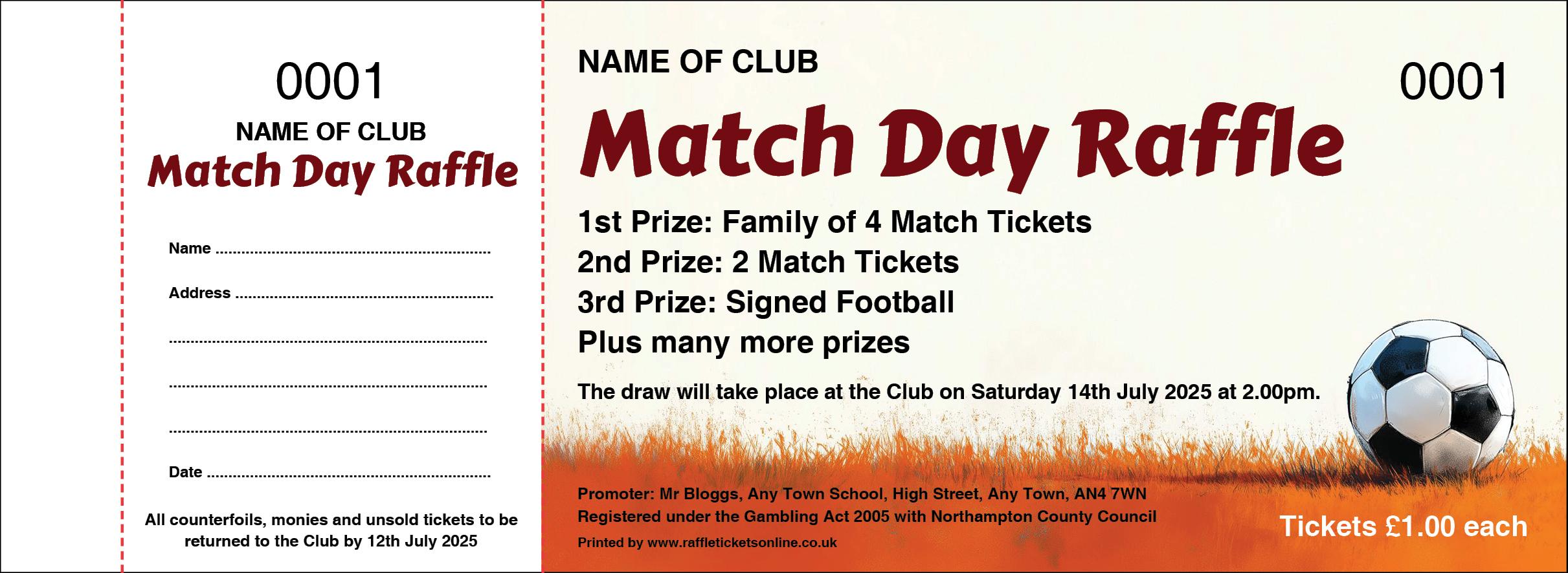 Grassroots Glory Football Raffle Tickets